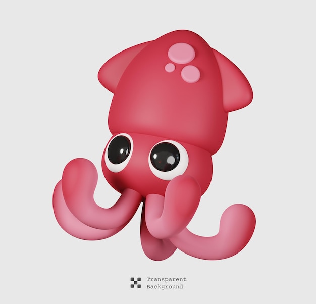 Pink Octopus isolated. Sea and beach icon. Summer vacations and Ocean theme 3D render