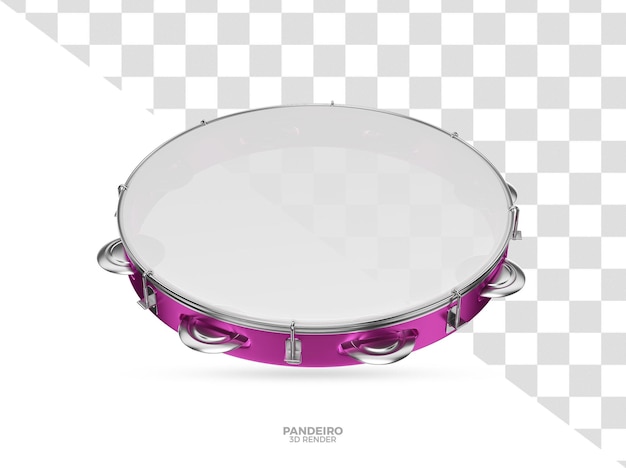 Pink Pandeiro Instrument 3D Render para el Carnaval Brasileño