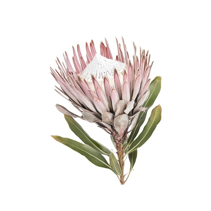 PSD pink protea blume isoliert auf weißem hintergrund