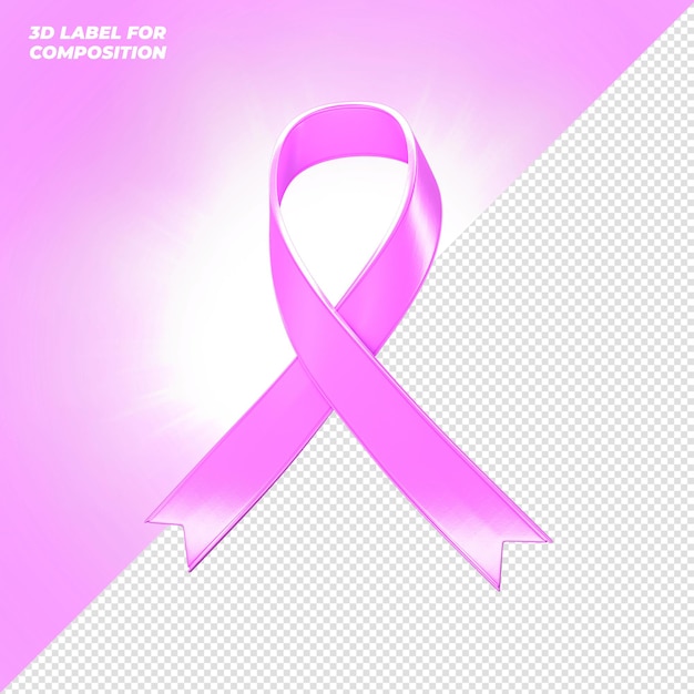 Pink ribbon label 3d-render für komposition