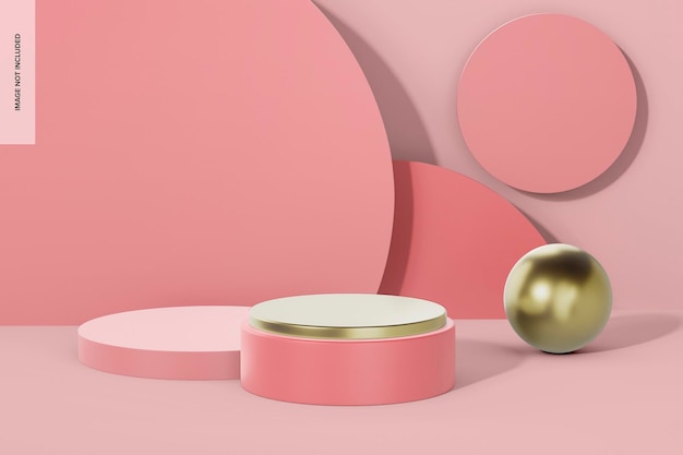 Pink Round Stage Mockup, Front View