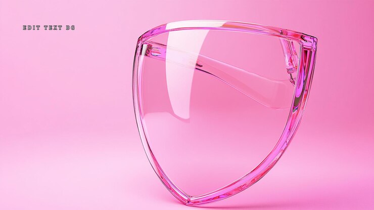 PSD pink shieldshaped glasses on pink background