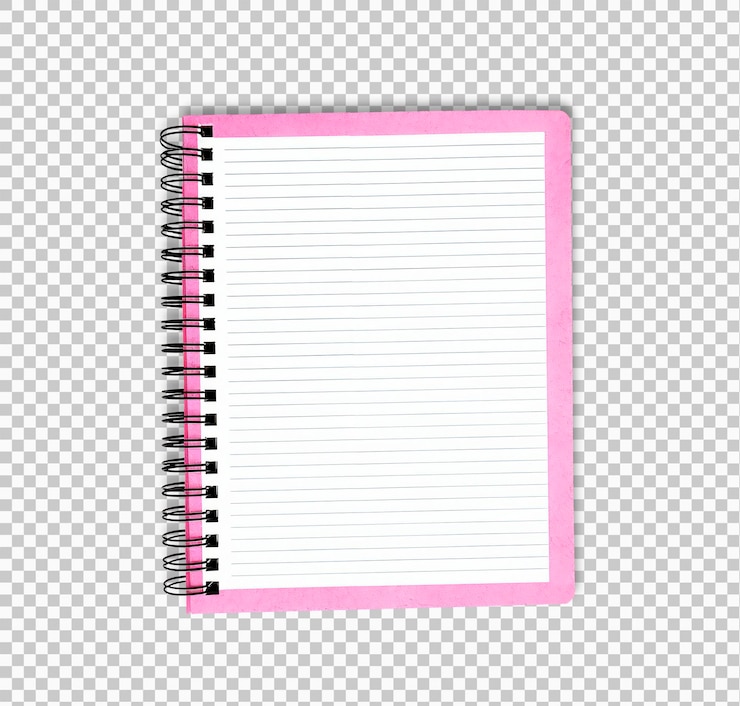 PSD pink spiral notebook with lined paper