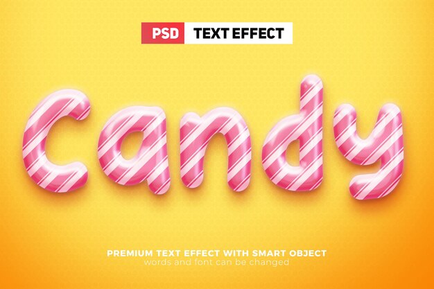 PSD pink stripe candy 3d bearbeitbarer texteffektstil