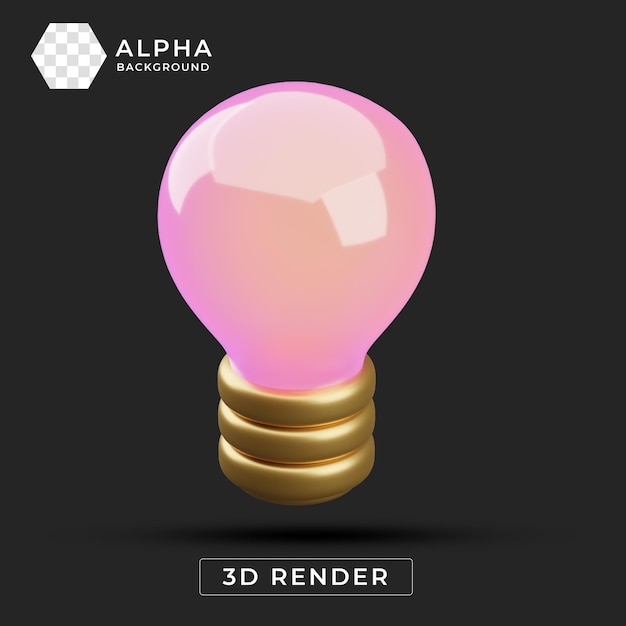 Pink und Gold 3D-Rendering einer Glühbirne - Kreatives Ideenkonzept