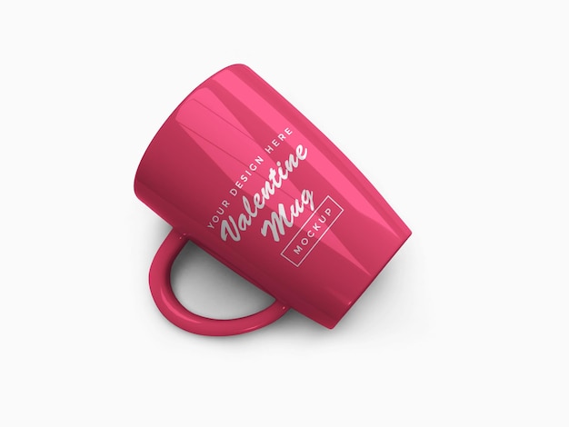 Pink valentine mug mockup design isoliert