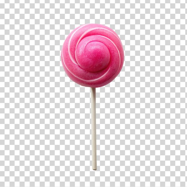 PSD pinker lollipop auf einem stock, isoliert auf durchsichtigem hintergrund