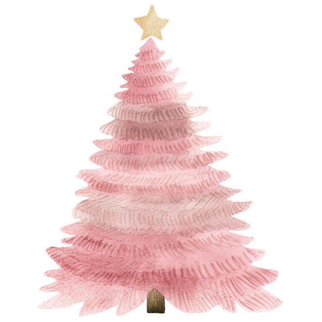 PSD pinker weihnachtsbaum clipart festlicher aquarell urlaubsillustration