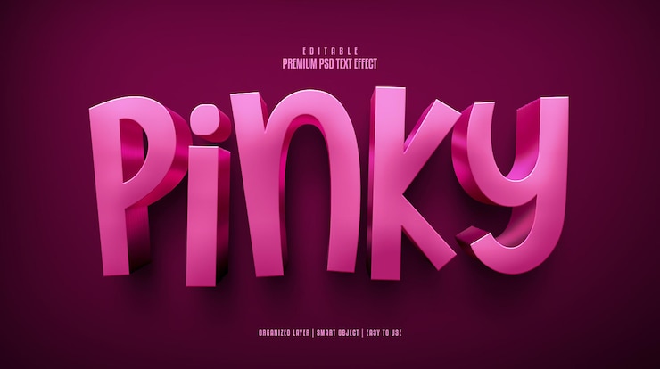 PSD pinky 3d es un efecto de texto psd premium editable