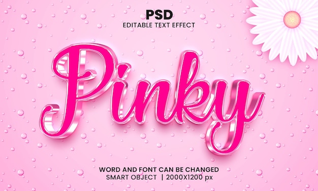Pinky 3d estilo de efecto de texto de photoshop editable con fondo moderno
