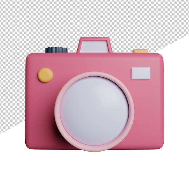 Pinky camera linda vista frontal 3d renderizado ilustración icono png o fondo transparente