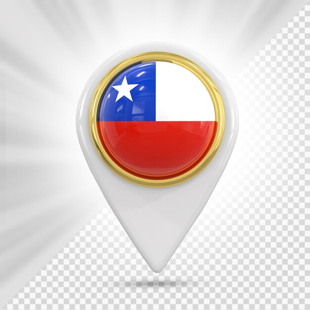 Pino do mapa com a bandeira do chile