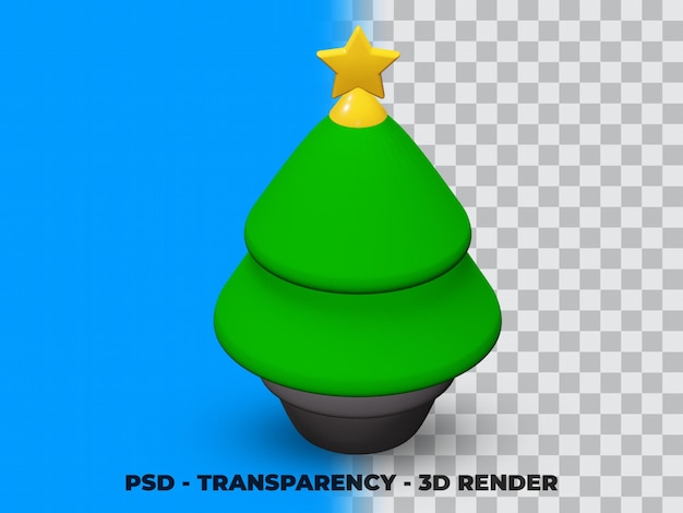 PSD pino de navidad 3d en la olla con fondo de transparencia psd premium