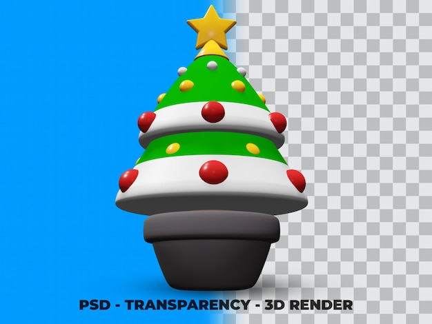 PSD pino de navidad 3d en la olla con fondo de transparencia psd premium