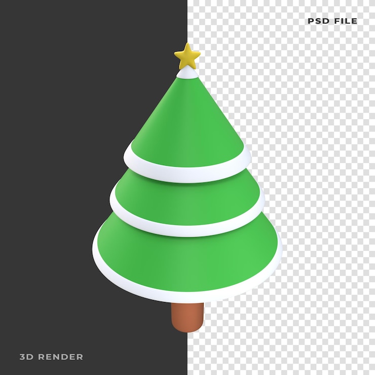 PSD pino de navidad 3d sobre fondo transparente