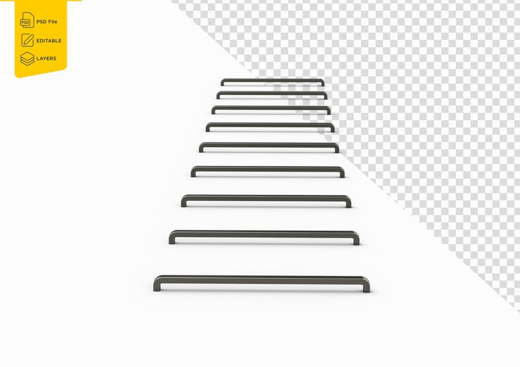 PSD pinos de agulhas metálicas minimalistas dispostos em uma fila perfeitos para uso de escritório ou papelaria ilustração 3d