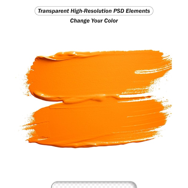 PSD pinselstrich aus orangefarbener farbe isoliert auf weiß transparent