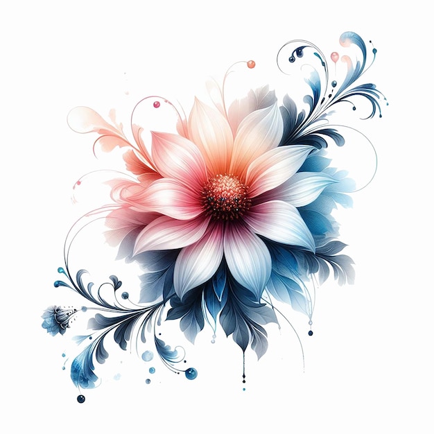 PSD pintar el diseño de la flor de agua y el fondo de la flor en transparente