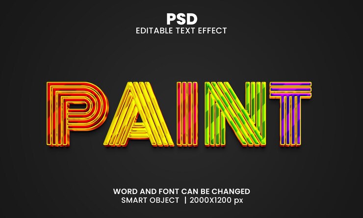 PSD pinte el estilo de efecto de texto de photoshop editable en 3d colorido con fondo
