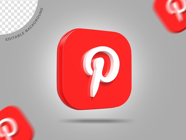 Pinterest 3d-logo social media render-hintergrund editierbar ico