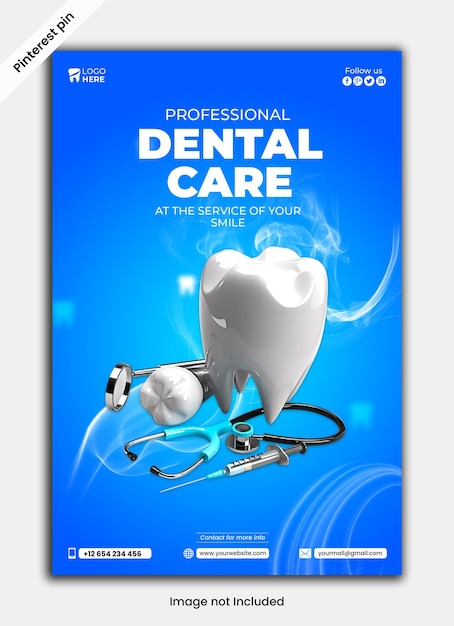 Pinterest dental board cover-anzeigen-design-psd-vorlage