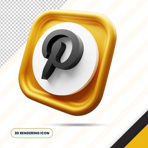 Pinterest golden 3d renderizado icono png