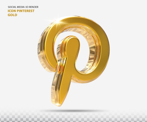 Pinterest Icon Golden 3d render