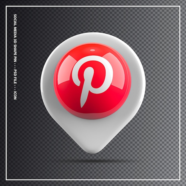 Pinterest icono forma pin elemento 3d