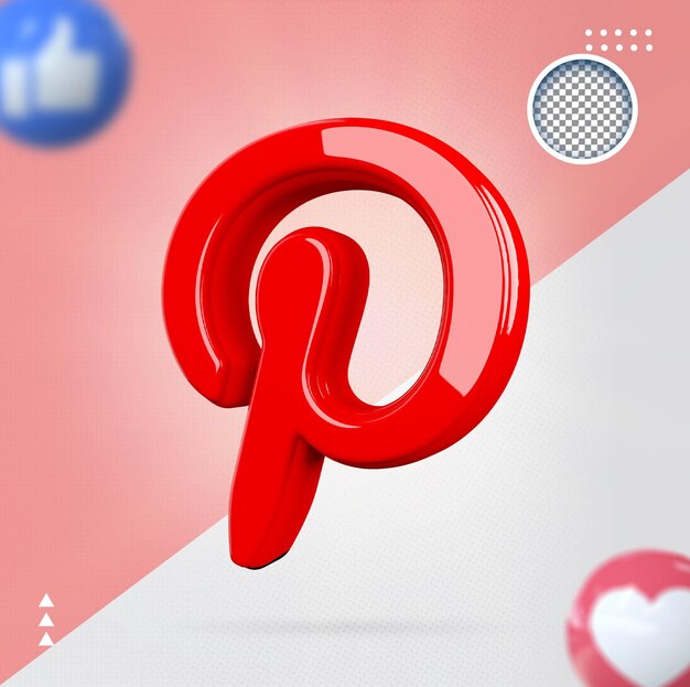 PSD pinterest icono redes sociales 3d