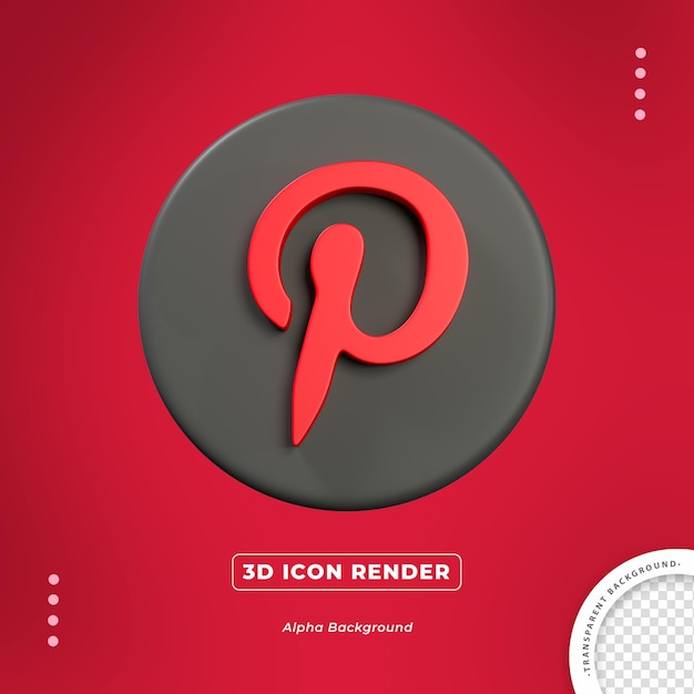 Pinterest icono de render 3d frontal aislado