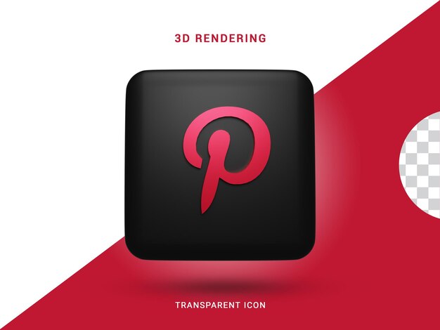 Pinterest icono de representación de redes sociales 3d para composición