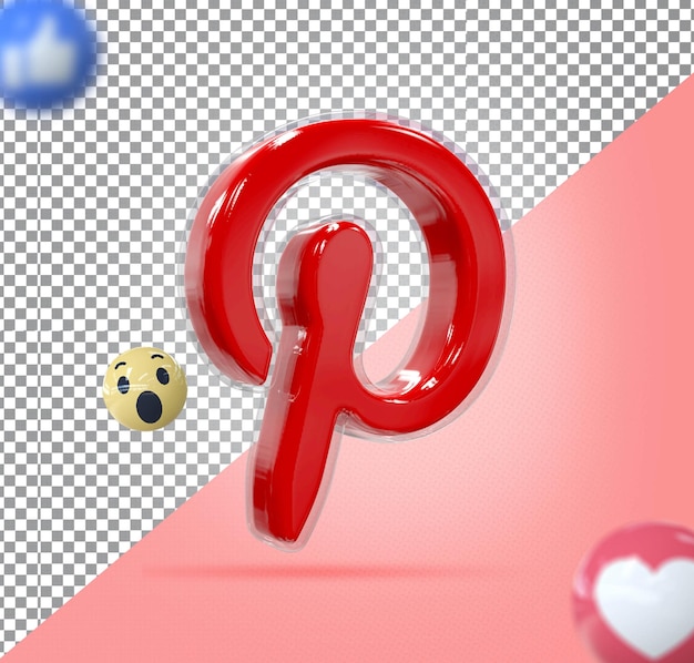 Pinterest logo 3d render lujo