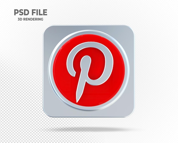 Pinterest logo 3d social media con estilos plateados