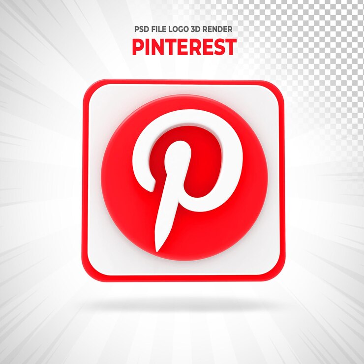 PSD pinterest logo estilos de redes sociales render 3d