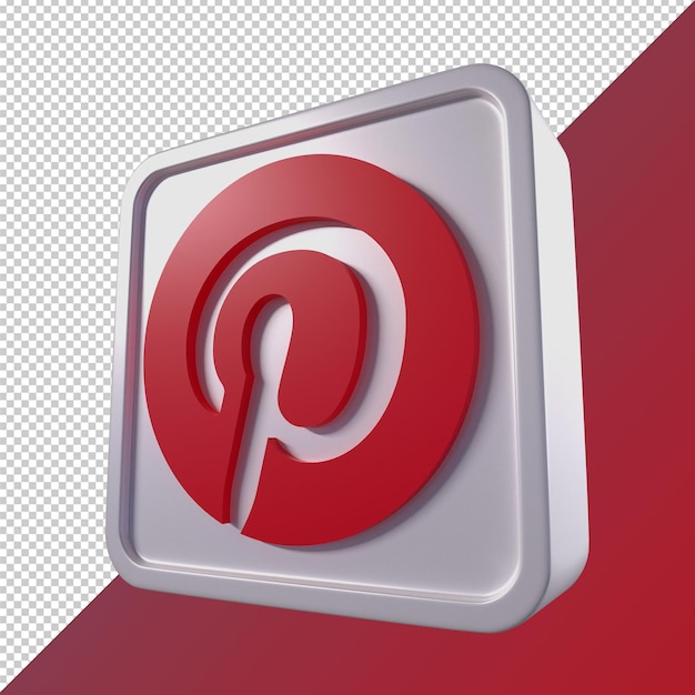 Pinterest logo de redes sociales en forma cuadrada 3d transparente