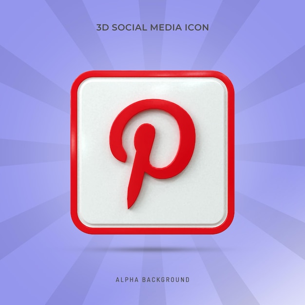 Pinterest logotipo 3d brilhante colorido e design de ícone 3d de mídia social