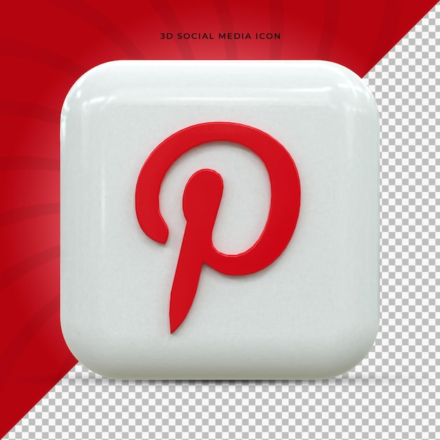 Pinterest logotipo 3d brilhante colorido e design de ícone 3d de mídia social