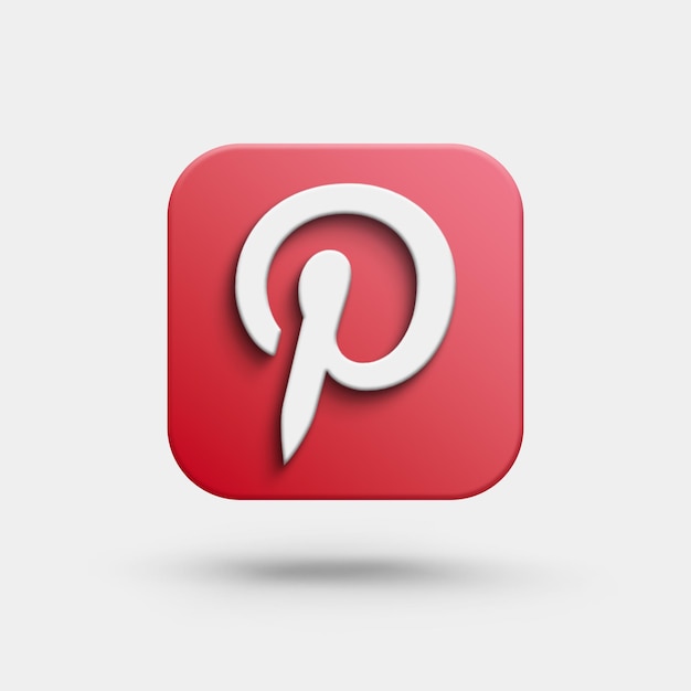 PSD pinterest logotipo 3d ícone de mídia social isolado