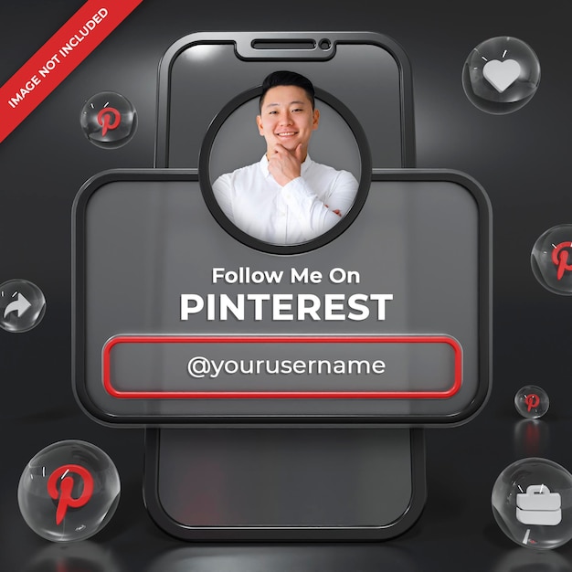 Pinterest-profilbanner 3d-rendering-zusammensetzung