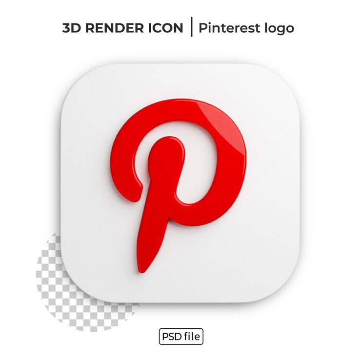 PSD pinterest renderizar logotipo 3d