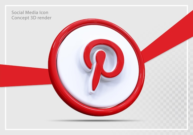 Pinterest social media icon 3d render-konzept