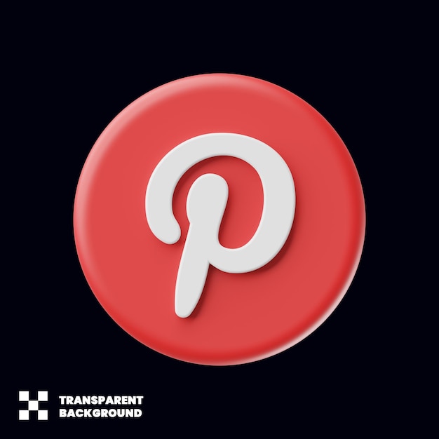 Pinterest Social Media Icon in minimalistischem 3D-Render