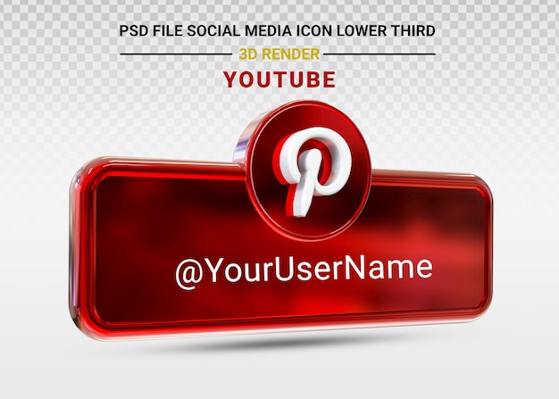 Pinterest social media-symbol im unteren drittel des banners 3d-rendering