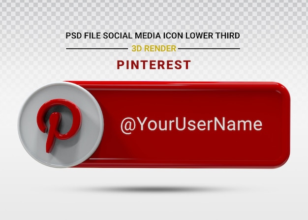 PSD pinterest social-media-symbol im unteren drittel des banners im 3d-stil rendern