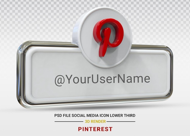 Pinterest social media symbol unteres drittes webbanner 3d-design rendern