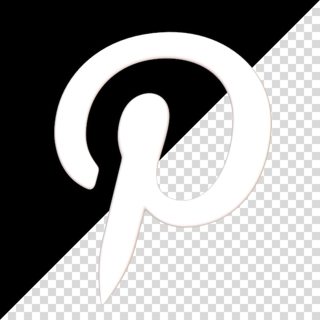 PSD pinterest-symbol isoliert auf schwarzem hintergrund p-buchstaben-logo social-media-app-button-logo-zeichen