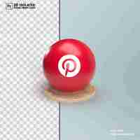 PSD pintrest 3d render moderno icono de redes sociales premium psd