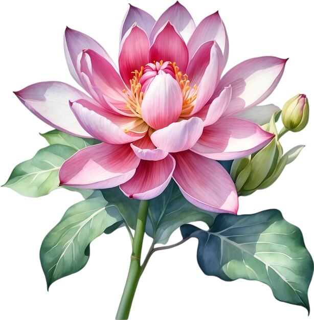 PSD pintura a aquarela da flor brahma kamal saussurea obvallata