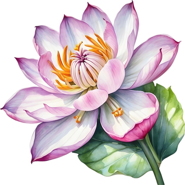 Pintura a aquarela da flor brahma kamal saussurea obvallata