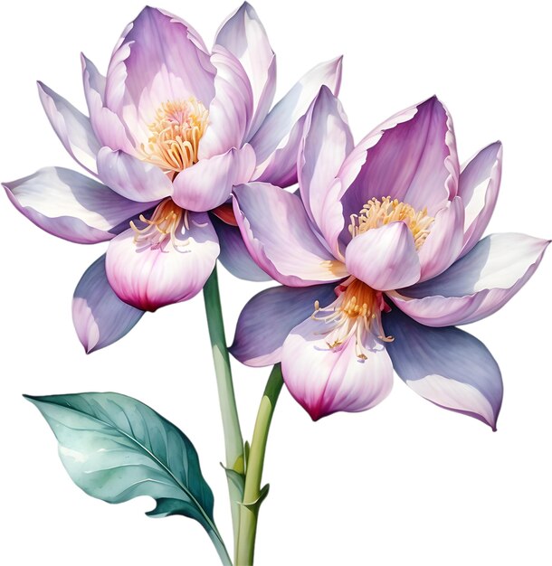 PSD pintura a aquarela da flor brahma kamal saussurea obvallata